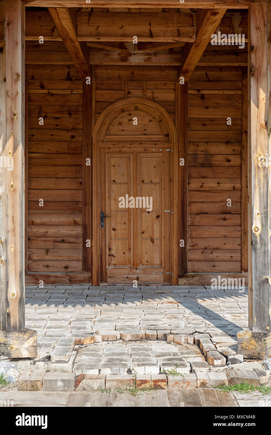 Antica porta di legno, close up Foto Stock