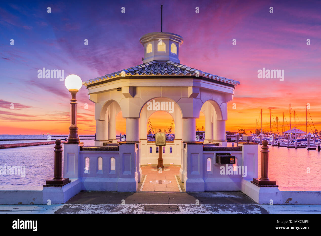 Il Corpus Christi, Texas, Stati Uniti d'America sul Seawall all'alba. Foto Stock