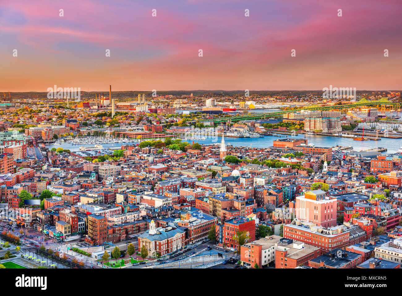 Boston, Massachusetts, USA cityscape su North End. Foto Stock