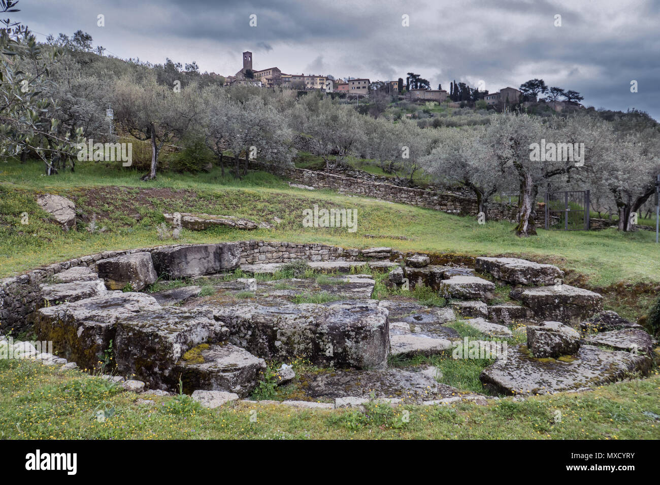 Tombe Etrusche al di fuori di Cortona, Tanella Angori, Toscana Italia Foto Stock