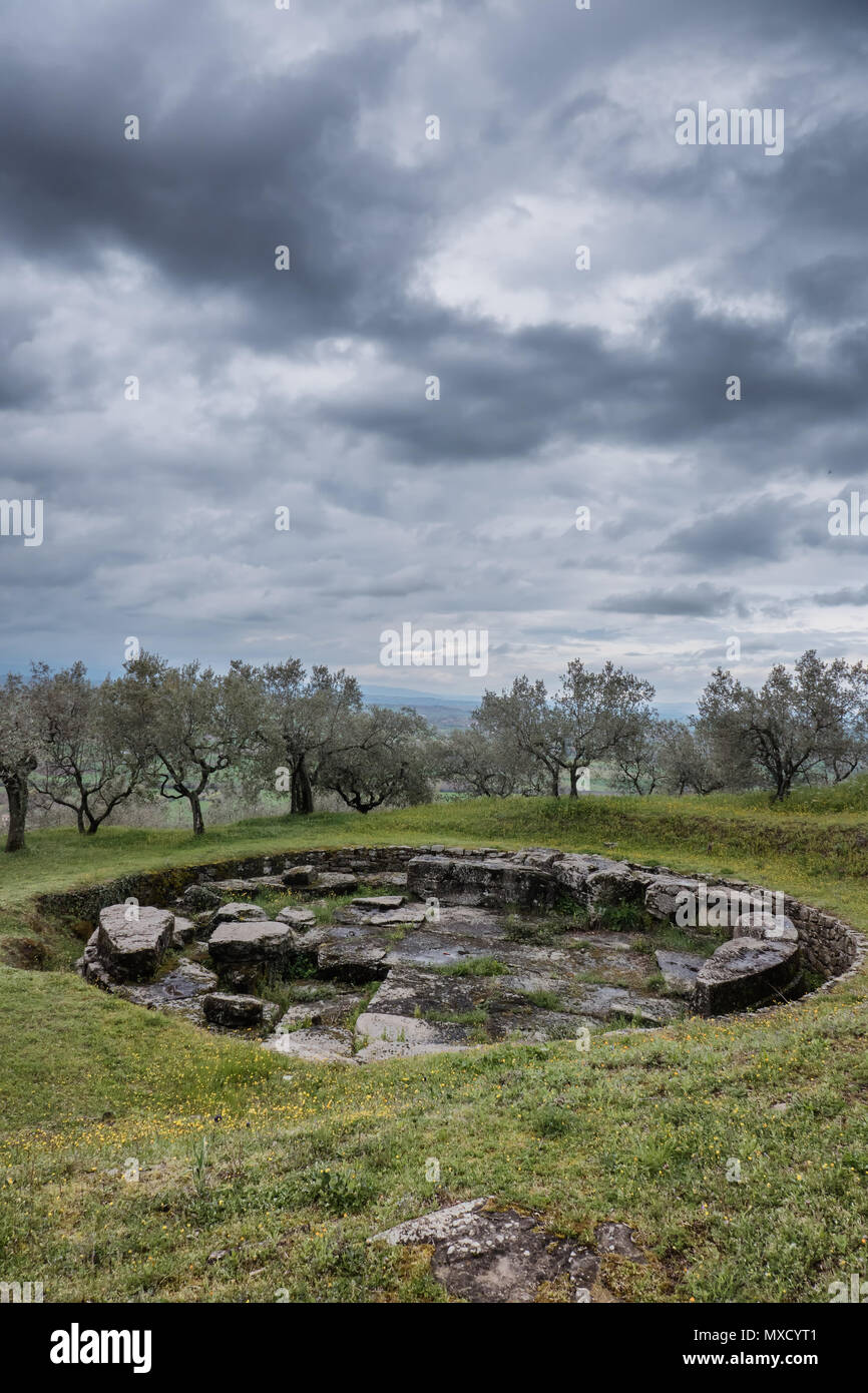 Tombe Etrusche al di fuori di Cortona, Tanella Angori, Toscana Italia Foto Stock