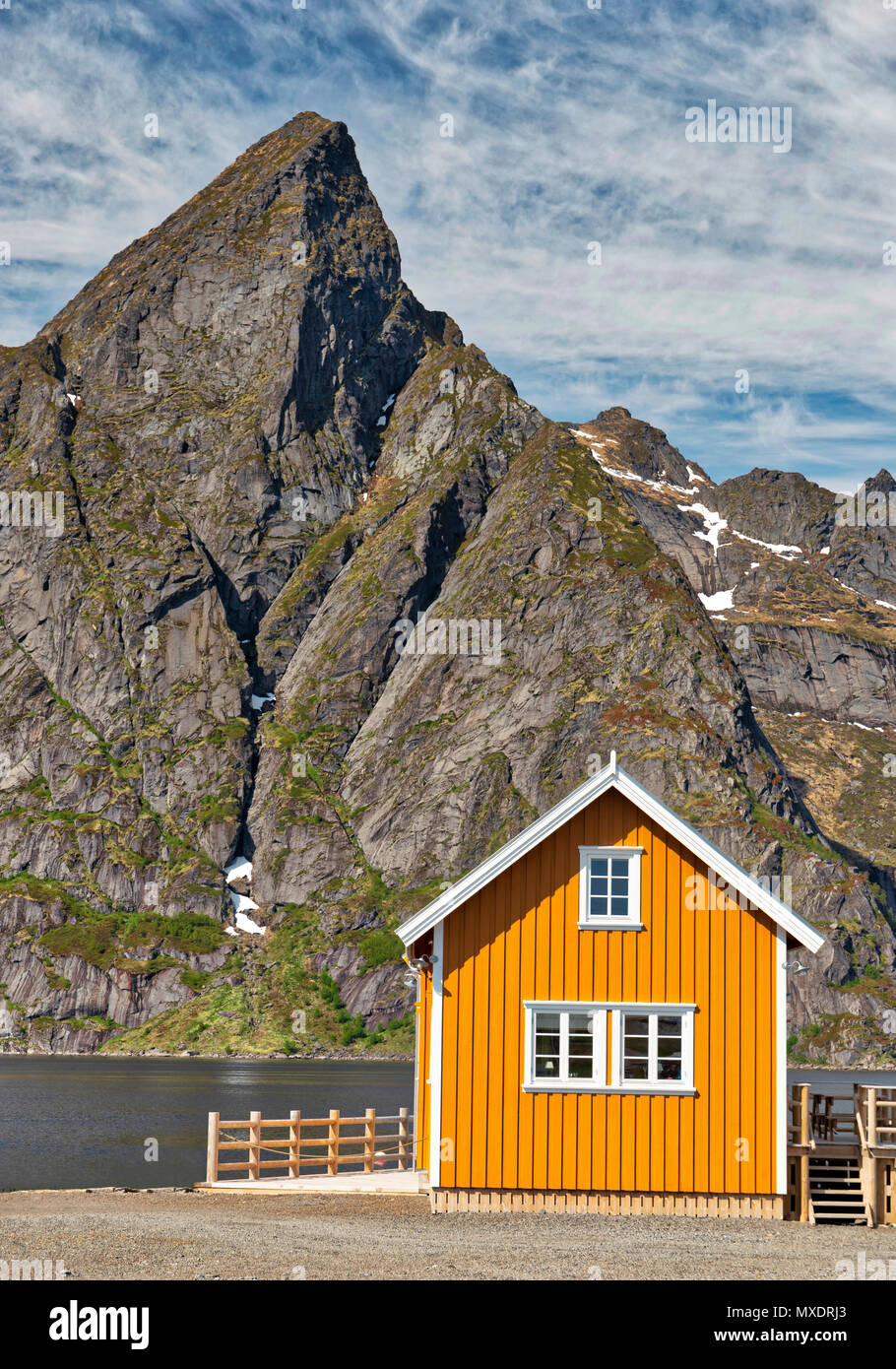 Un famoso percorso fotografico nelle Isole Lofoten in Norvegia. Foto Stock