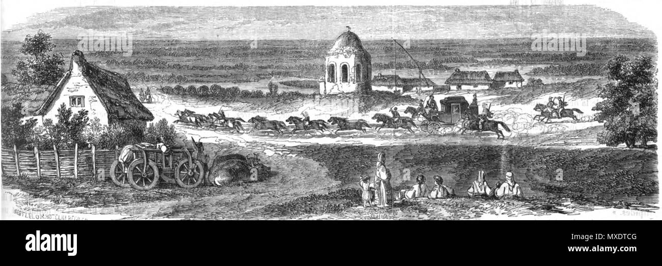. Moldo-Valachie, Le Consul-General en voyage, relais de Kalougareni . 1840s. Sconosciuto 422 Moldo-Valachie, Le Consul-General en voyage, relais de Kalougareni Foto Stock
