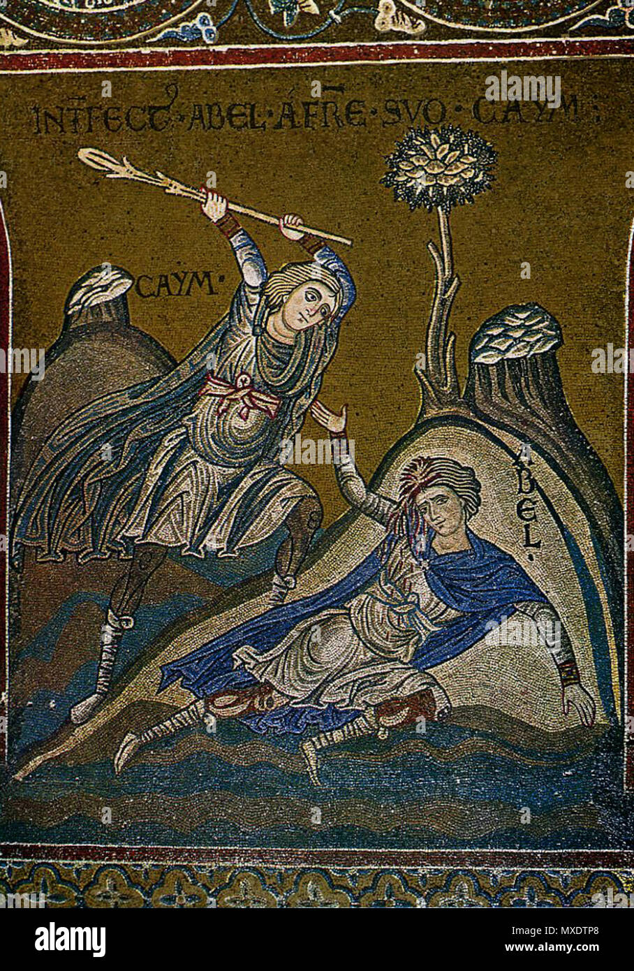 . Caino e Abele. Mosaico bizantino i =n Monreale . Xii secolo. Anonimo
