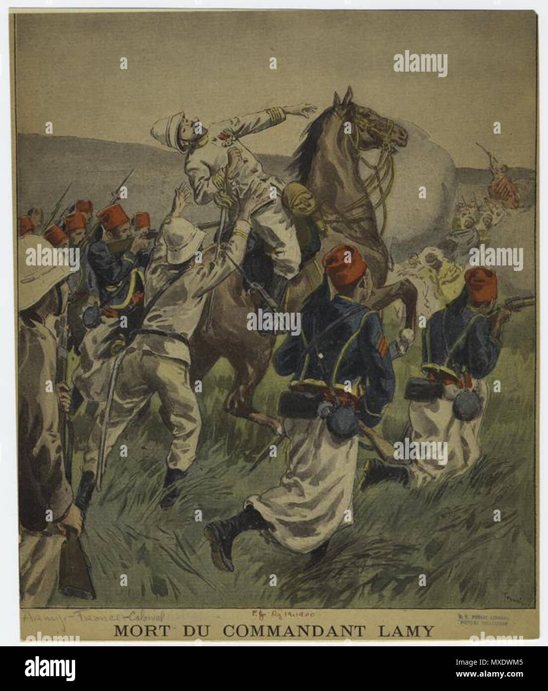 . Mort du Commandant Lamy. La morte del Comandante François Joseph Lamy in Ciad. 1900. Questo file è privo di informazioni sull'autore. 426 Mort du Commandant Lamy Foto Stock