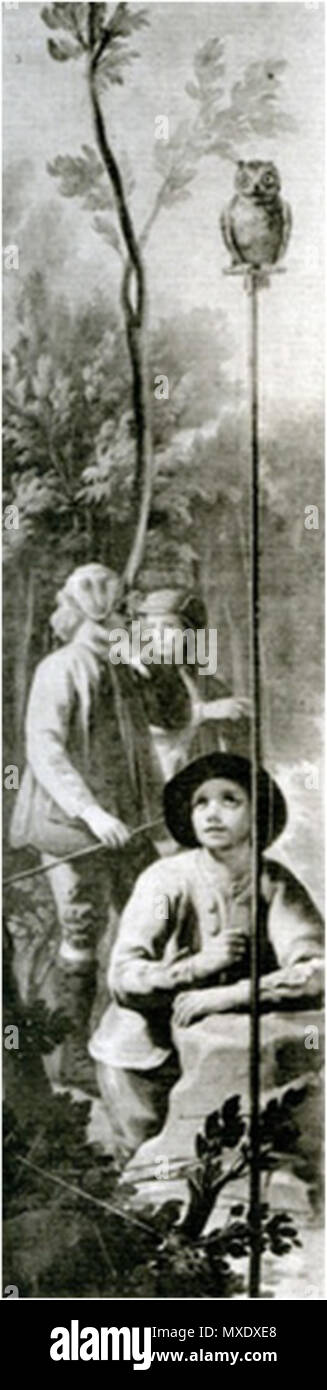 . Ragazzi a caccia con un gufo . prima serie di disegni per la tapisserie . 1775 432 Muchachos cazando biella (mochuelo Goya) Foto Stock
