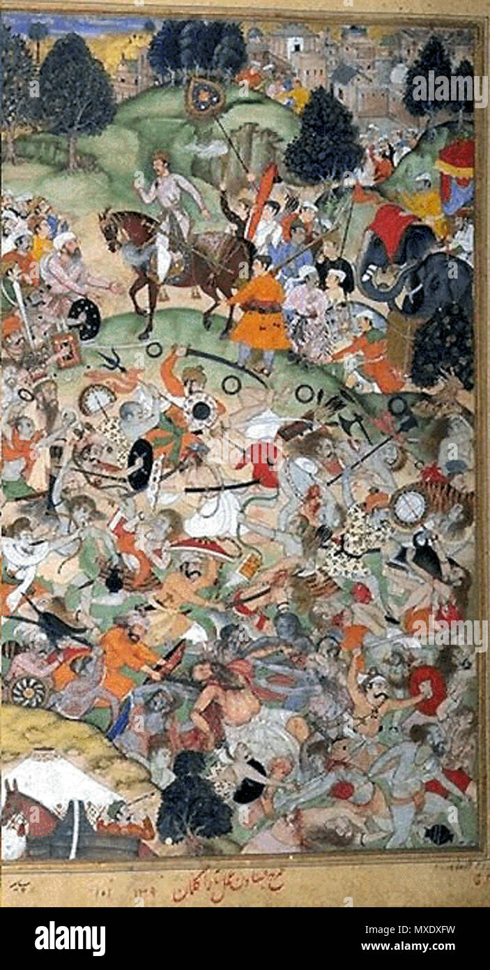 . Inglese: Mughals immolare il Sannyasis a Thanesar Illustrazione da Akbarnama . 1590 e 1596. Abul Fazl 432 Mughals immolare il Sannyasis a Thanesar 01 Foto Stock