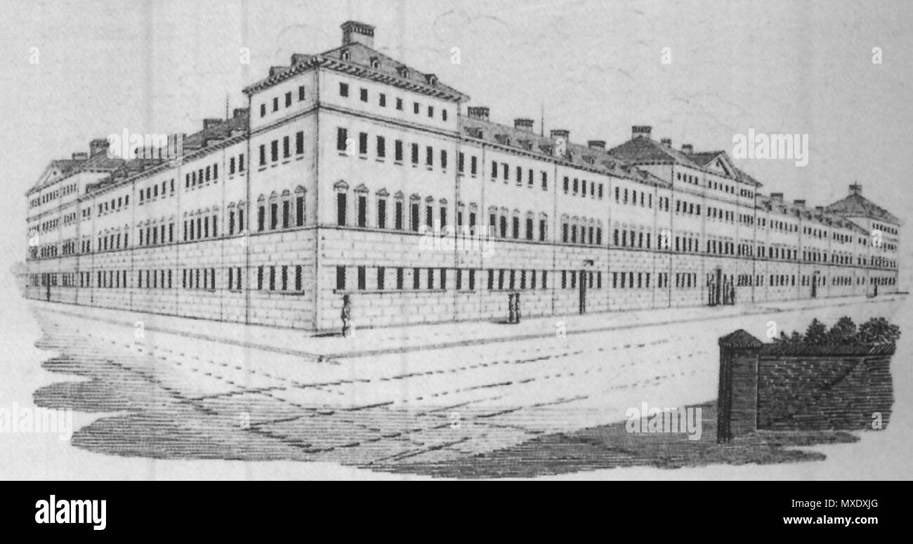 . Deutsch: Darstellung der Türkenkaserne um 1840. Inglese: stampa del monaco di baviera Türkenkaserne caserme intorno 1840. circa 1840. unkonw 433 Monaco di Baviera Tuerkenkaserne intorno 1840 Foto Stock