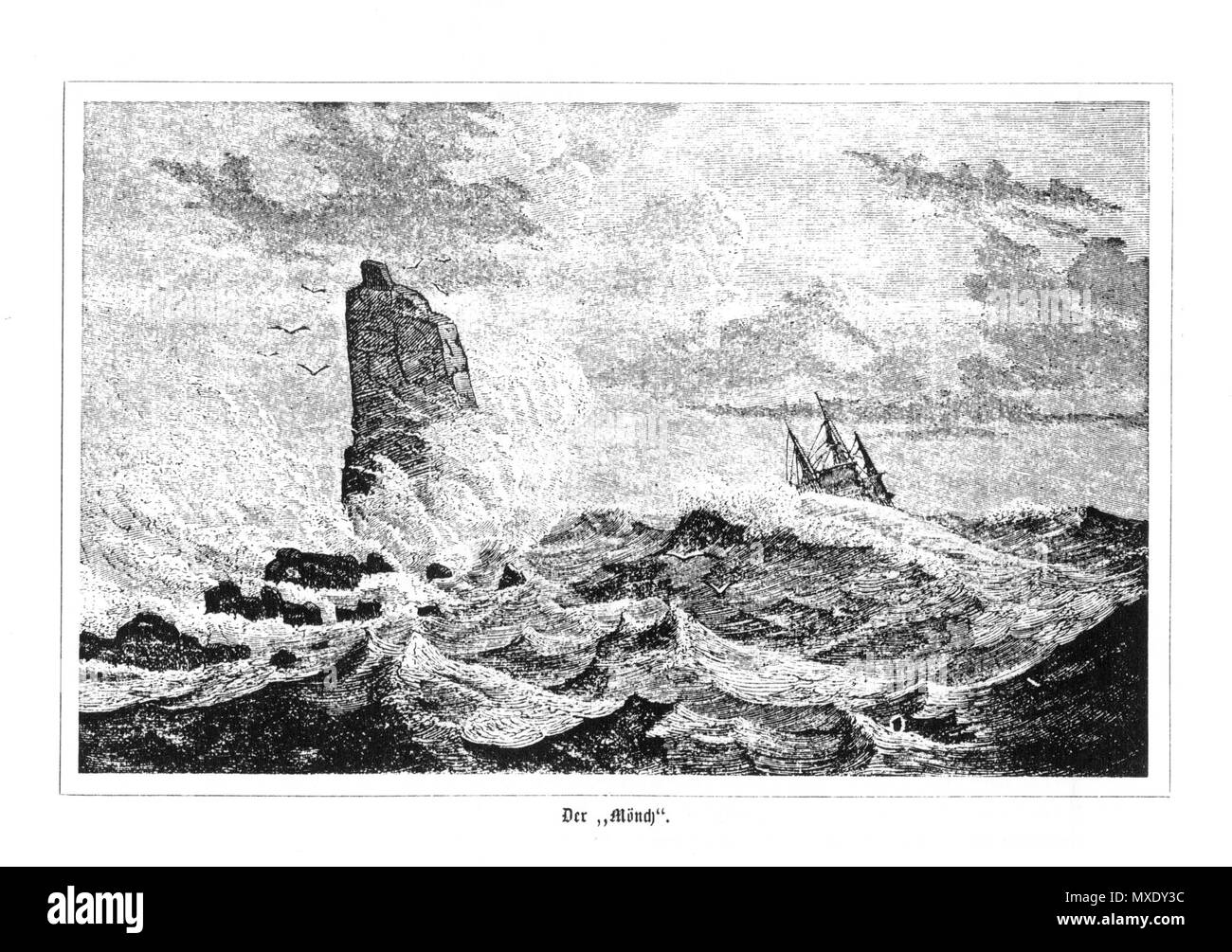 . 'Munkurin" (= il monaco) era una pila a sud delle Isole Faerøer. È crollata 1884/85 e è anche conosciuto sotto il suo nome Sumbiarsteinur . 1877 (pubblicato 1900). Sconosciuto 433 Munkurin 1900 Isole Faerøer Foto Stock