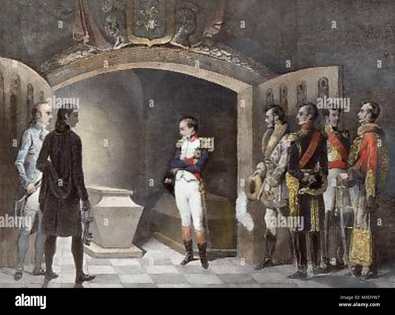 . Inglese: Napoleone a Frederick's tomba (1806) Italiano: Napoleone visita la tomba di Federico il Grande . Xix secolo. Marie-Nicolas Ponce Camus 438 Napoleone visita la tomba di Federico il Grande Foto Stock