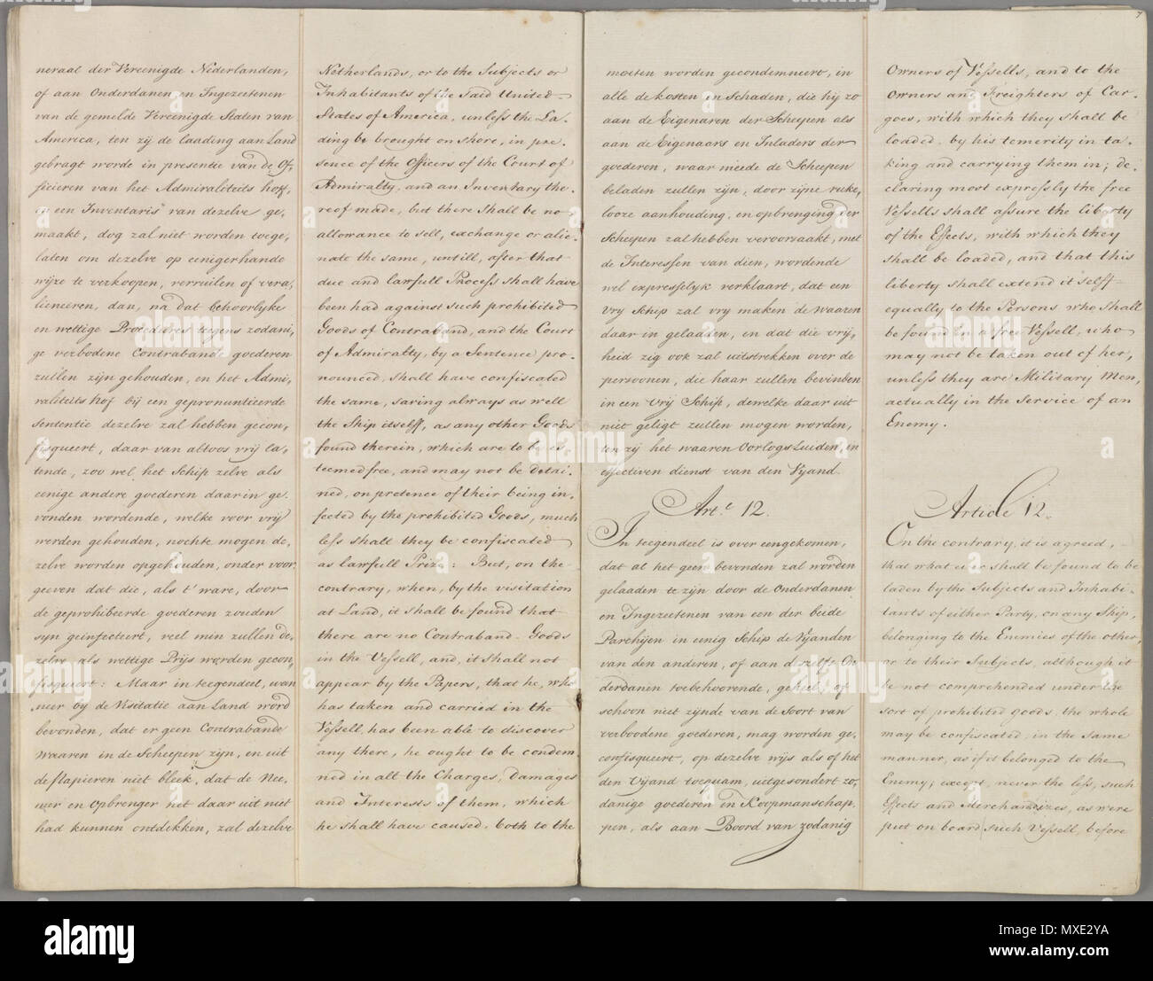 . Nederlands: Akte van traktaat van vriendschap en commercie met een separare conventie te 's-Gravenhage gesloten tussen de Staten-Generaal en de Verenigde Staten van Amerika. Met bijlagen 1780, 1782. 8 oktober 1782 . 24 marzo 2014, 11:39:04. Nationaal Archief, Staten Generaal 447 NL-HaNA 1.01.02 12597.25610 Vriendschapsverdrag met de Verenigde Staten Foto Stock