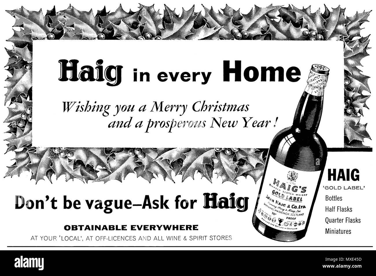 1962 Natale inglese pubblicità per Haig Scotch whisky. Foto Stock