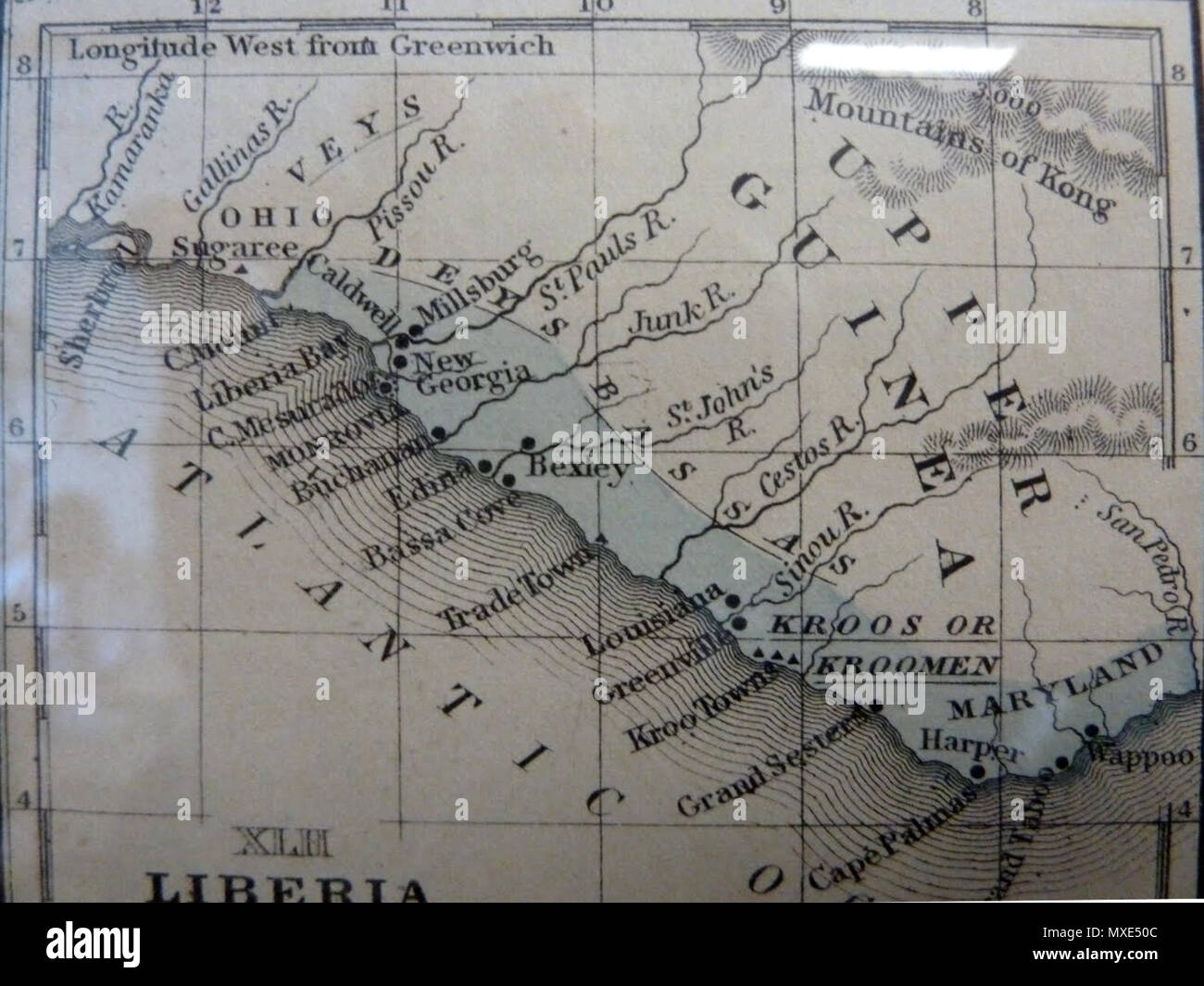 . Inglese: mappa vecchia di Ohio in Liberia. 2012-07 del XIX secolo.. Sconosciuto 454 Ohio in Liberia Foto Stock