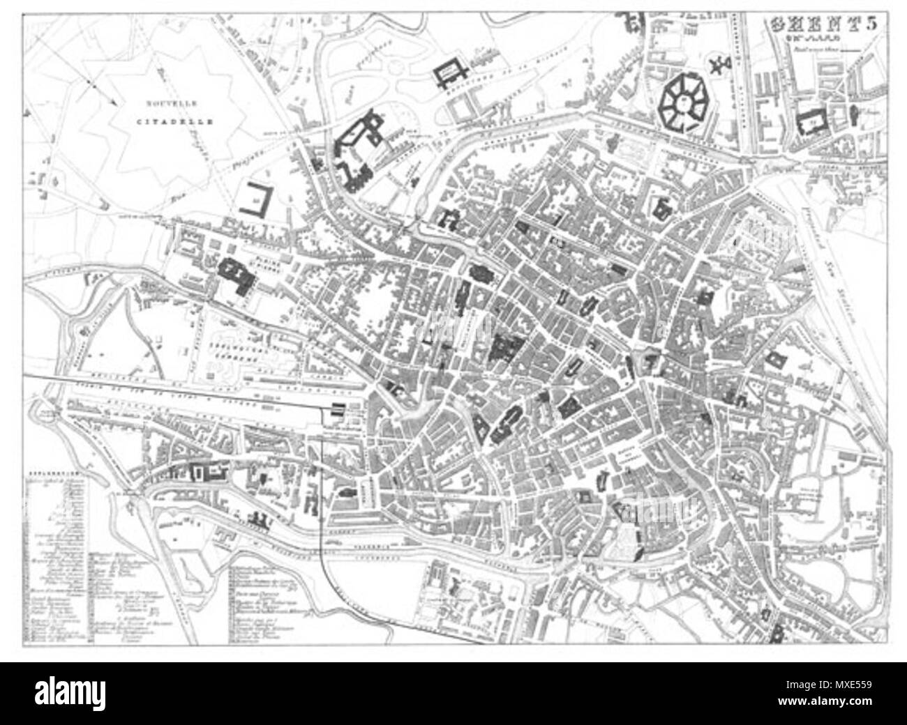 . Inglese: mappa vecchia di Gand, fine 1860 o inizio 1870 . Il 20 marzo 2012. Sconosciuto 455 mappa vecchia di Gand, secolo XIX Foto Stock