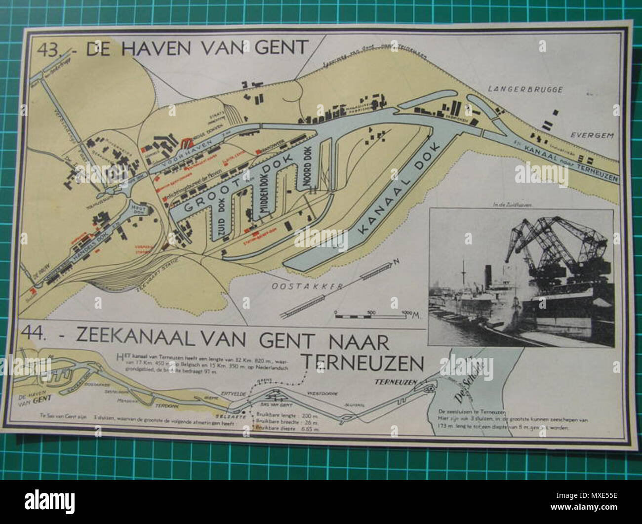 . Inglese: vecchia porta mappa Gand Belgio 1939 . Il 16 luglio 2012. ?, 1939 455 mappa vecchia porto Gent Belgio 1939 Foto Stock