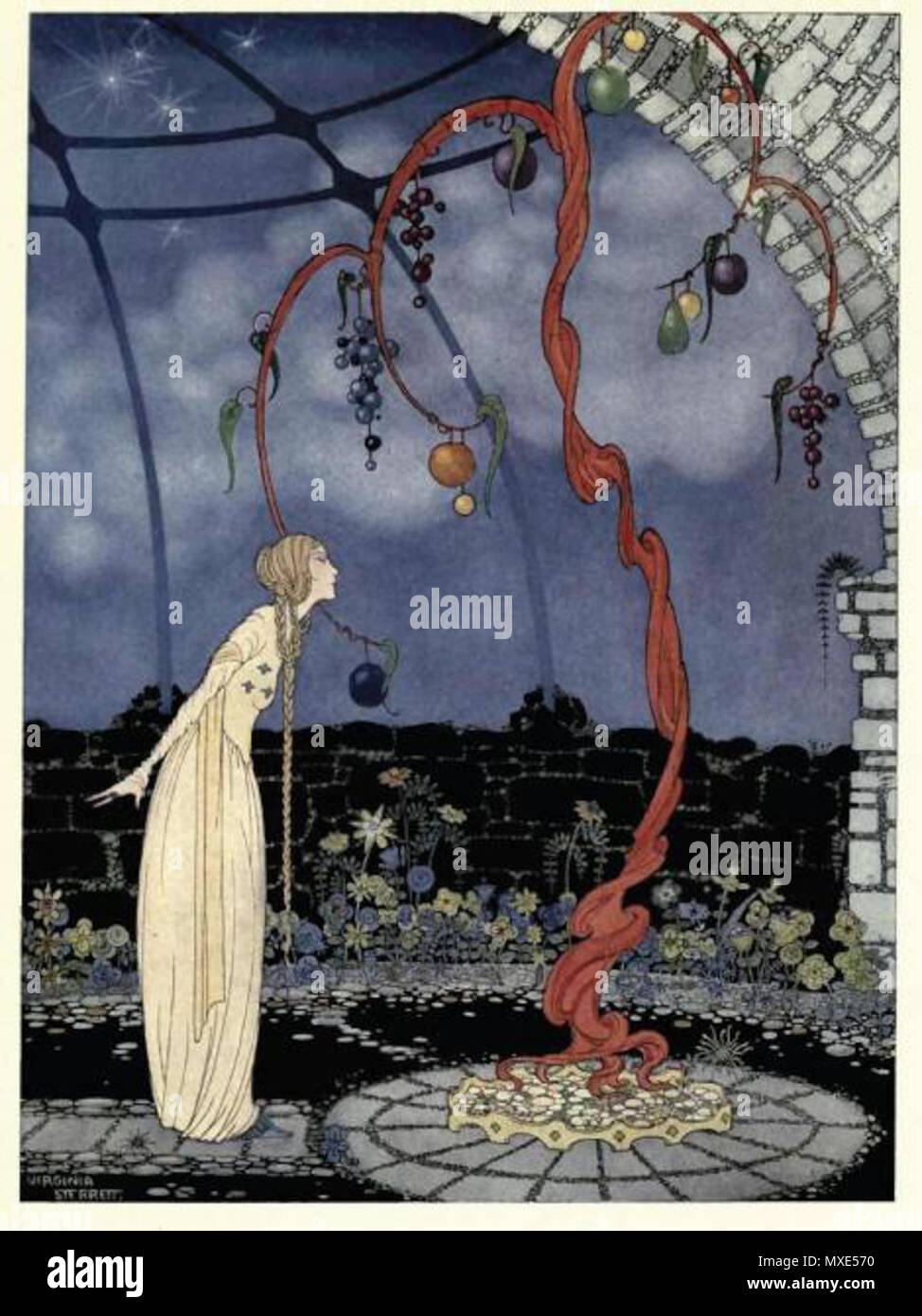 . Inglese: Virginia Frances Sterrett lei è nato a Chicago nel 1900. Il suo padre è morto quando era molto giovane, e la sua madre si sono mossi con la Virginia e sua sorella a vivere con la propria famiglia estesa. Dimostrando un precoce talento per l'arte, entrò e ha vinto premi in concorsi di disegno al Kansas State Fair Exhibition. Il suo corso di vita come un illustratore è stato impostato e come un adolescente ha iniziato a lavorare per diverse agenzie di pubblicità. Un bout di tubercolosi la lasciò in uno stato di permanente le cattive condizioni di salute. Il suo talento per la fantasy art attirato l attenzione delle case editrici e all età di 1 Foto Stock