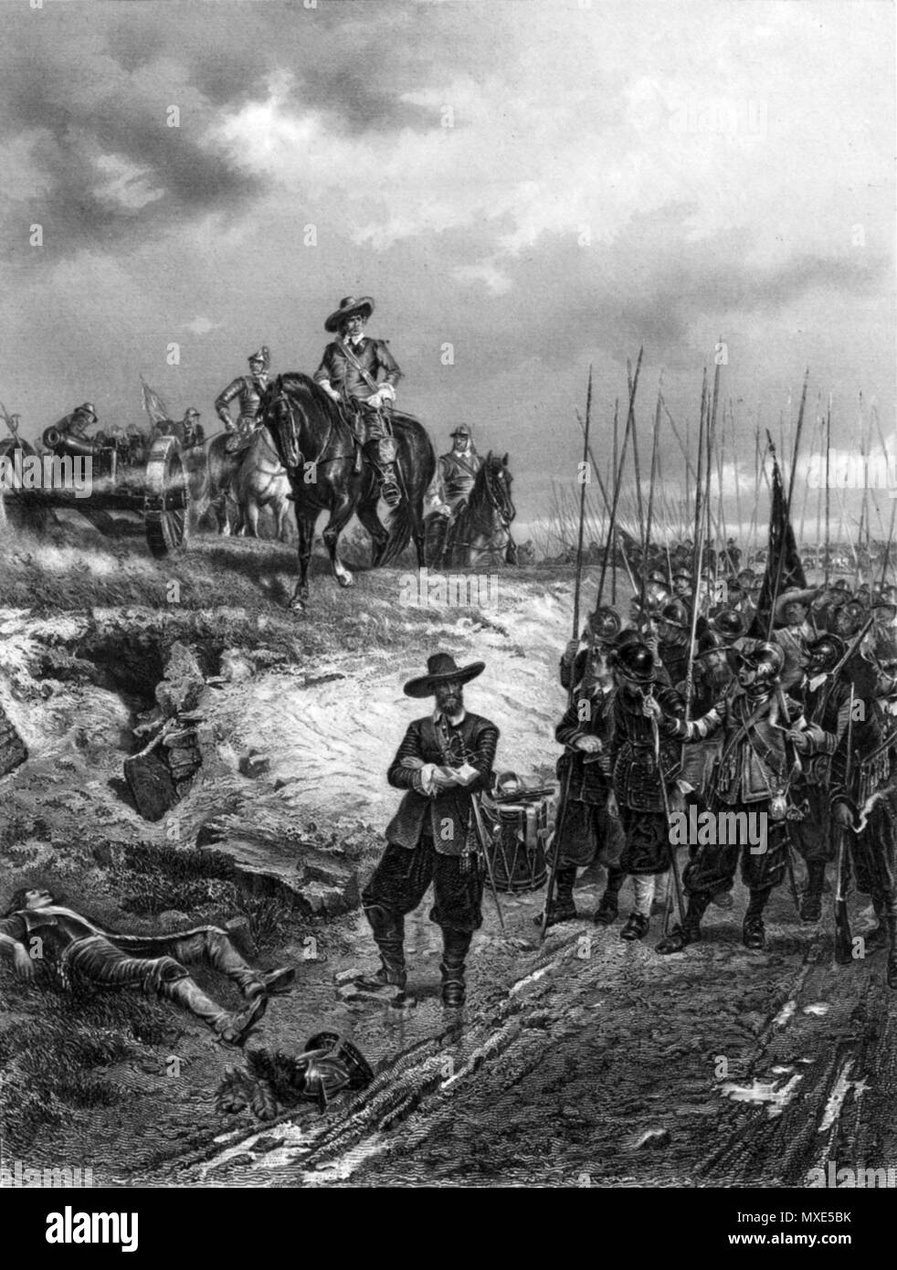 . Oliver Cromwell (1599-1658) nella battaglia di Marston Moor, 2 luglio 1644. " . 1877. Ignota/eventualmente Ernest Crofts 456 Oliver Cromwell nella battaglia di Marston Moor Foto Stock