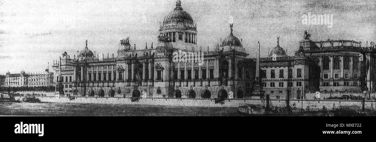 . Inglese: la non iscrizione vincente per la concorrenza in materia di Budapest il palazzo del parlamento (1883) . 1883. Otto Wagner e partner 462 OWagnerUngParl1883 Foto Stock