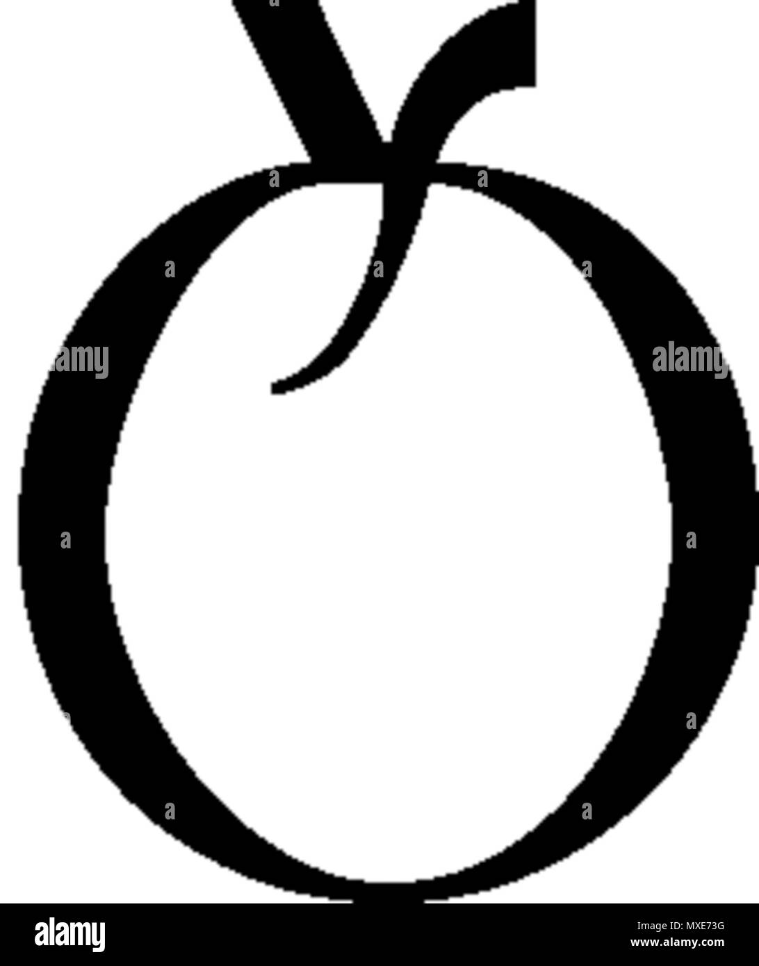 . Inglese: Vecchio Russ-Cyrillic lettera 'ouk' Русский: Древние начертания славяно-русской буквы 'оук' (скан старых церковнославянских писаний) . Il 20 febbraio 2012. Il vecchio scriba 462 Oyk ru 15 Foto Stock