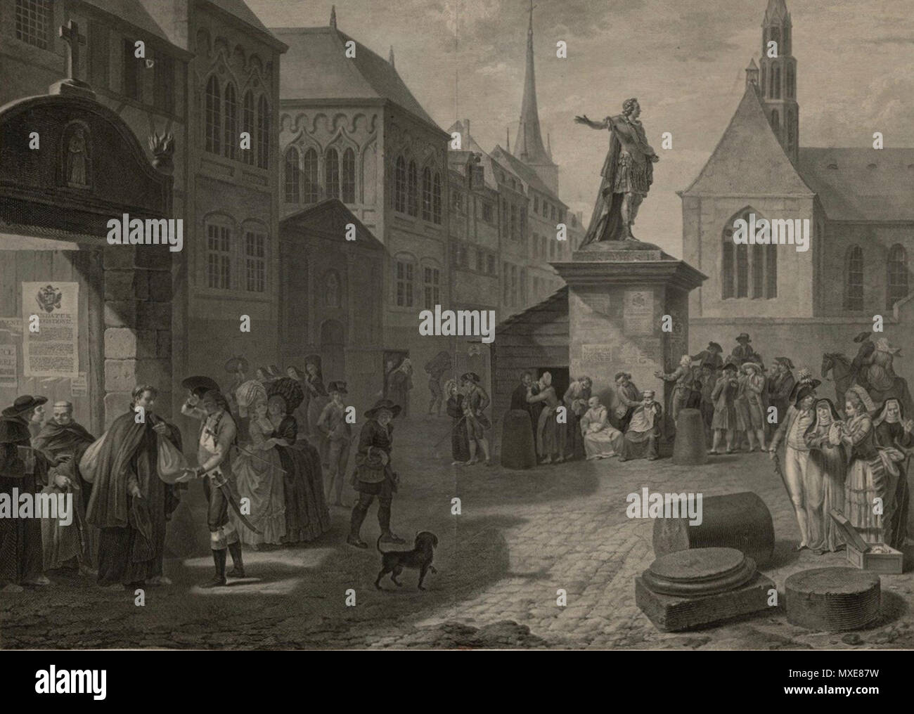 . Deutsch: Gemälde von Léonard Defrance (1735-1805), gestochen von Carl Gottlieb Guttenberg (1743-1792): "Giuseppe der 2te, Römischer Kaiser Befahl im Jahre 1782 der Mönche und Nonnen Kloester in allen Seinen Erblanden.' Artaria, Wien. Bibliotèque nationale de France, P 21849. 12 febbraio 2017, 15:58:28. Léonard Defrance, Carl Gutenberg 325 Giuseppe der 2 te Roemischer (...)Guttenberg Carl btv1B69444633 Foto Stock