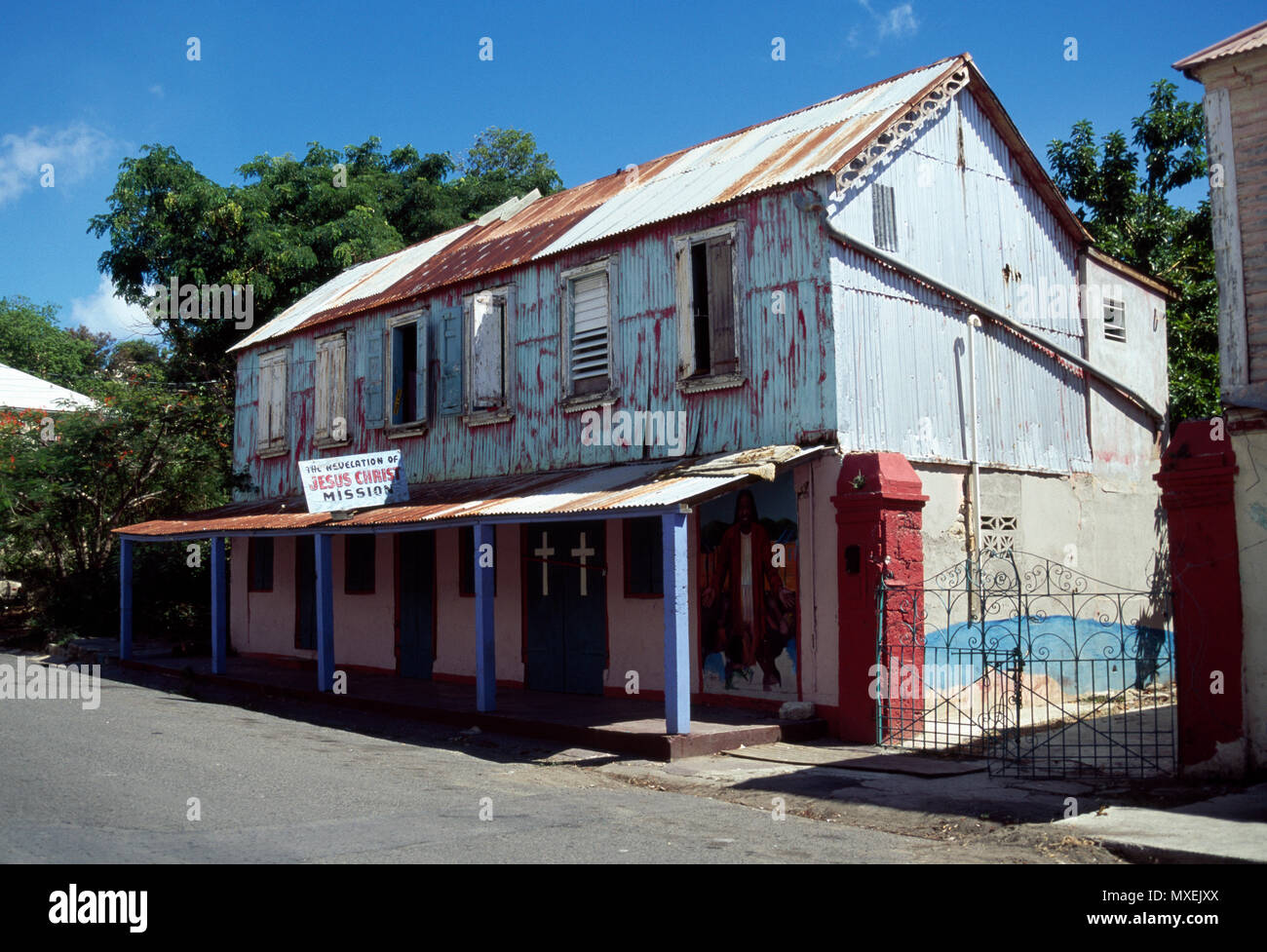Chiesa della missione in Christiansted, St Croix Isole Vergini Americane Foto Stock