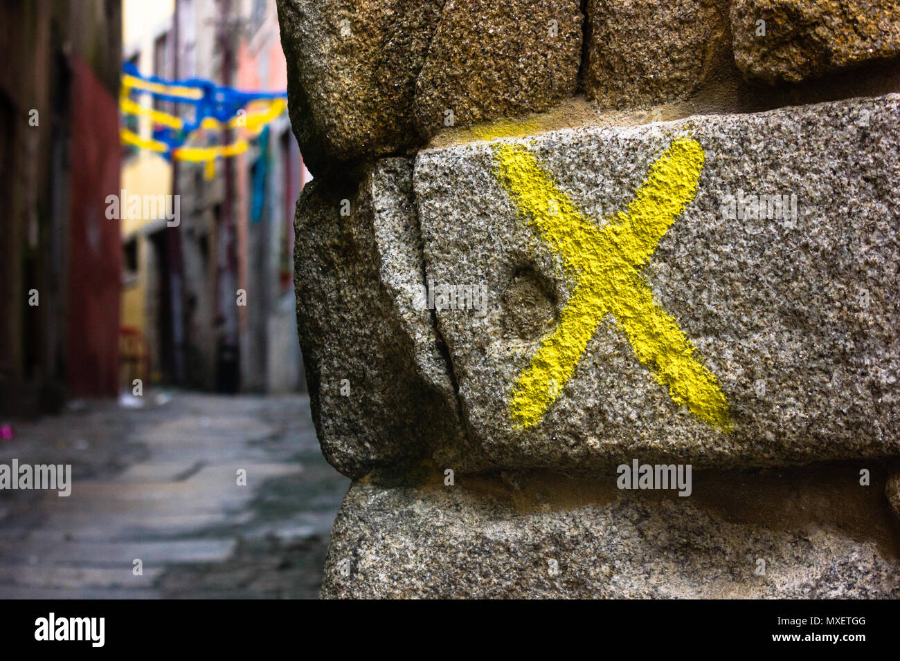 Segnavia sul camino a Porto, Portogallo Foto Stock