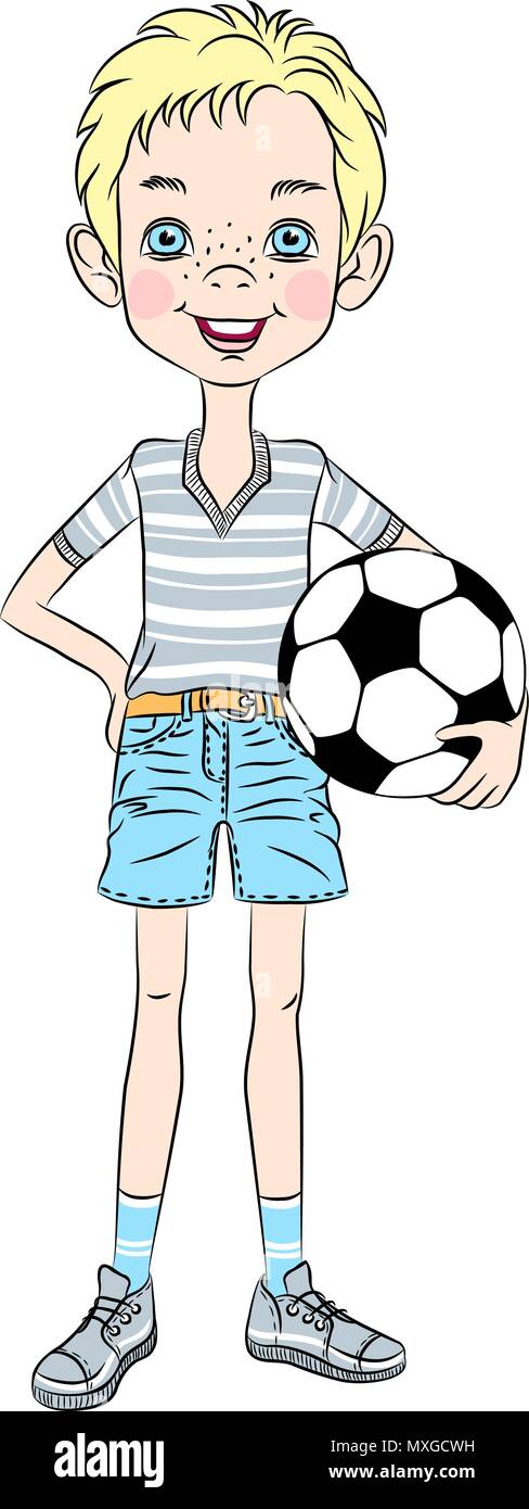Vector sport ragazzo con pallone da calcio Illustrazione Vettoriale
