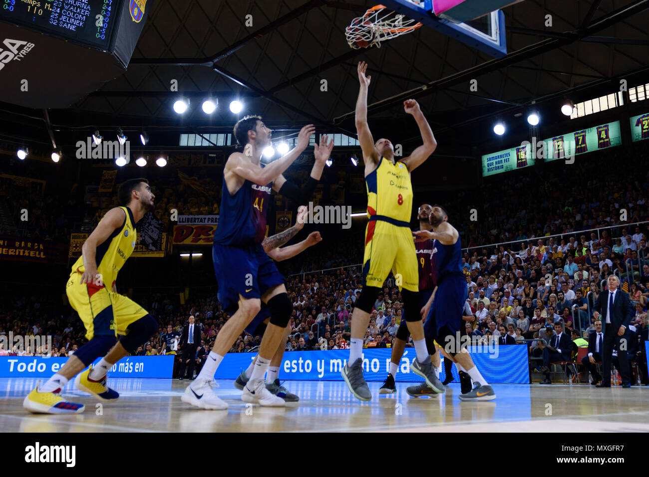 Barcellona, 1 giugno: Colton Iverson giocatore di basket Morabanc Andorra durante il gioco 3 di Liga Endesa play off primo turno a Barcellona il 1 giugno a Foto Stock