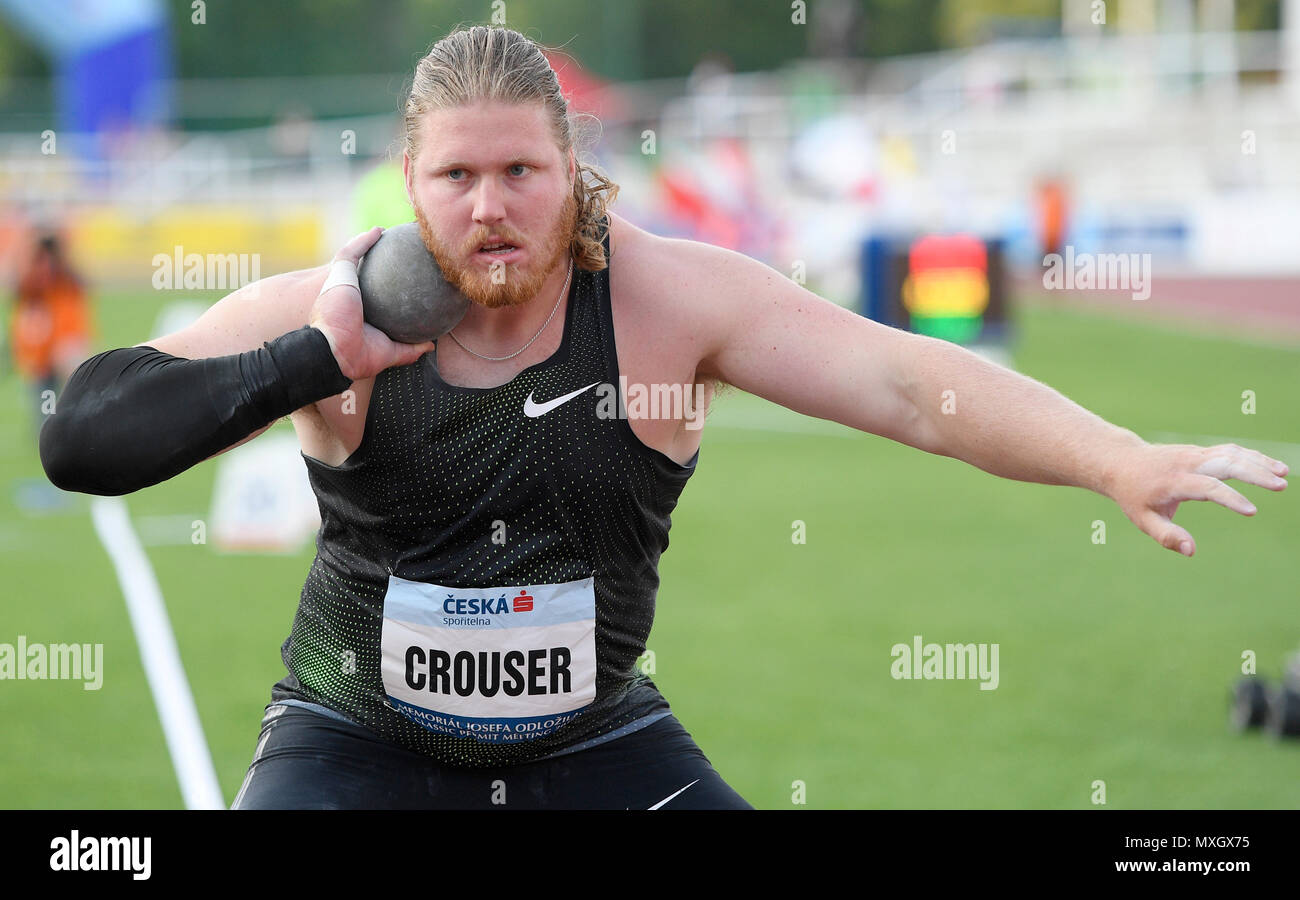 Praga, Repubblica Ceca. 04 Giugno, 2018. RYAN CROUSER (USA) compete durante il Josef Odlozil Memorial atletica incontro classico EA Premium in Praga Repubblica Ceca, Giugno 4, 2018. Credito: Ondrej Deml/CTK foto/Alamy Live News Foto Stock