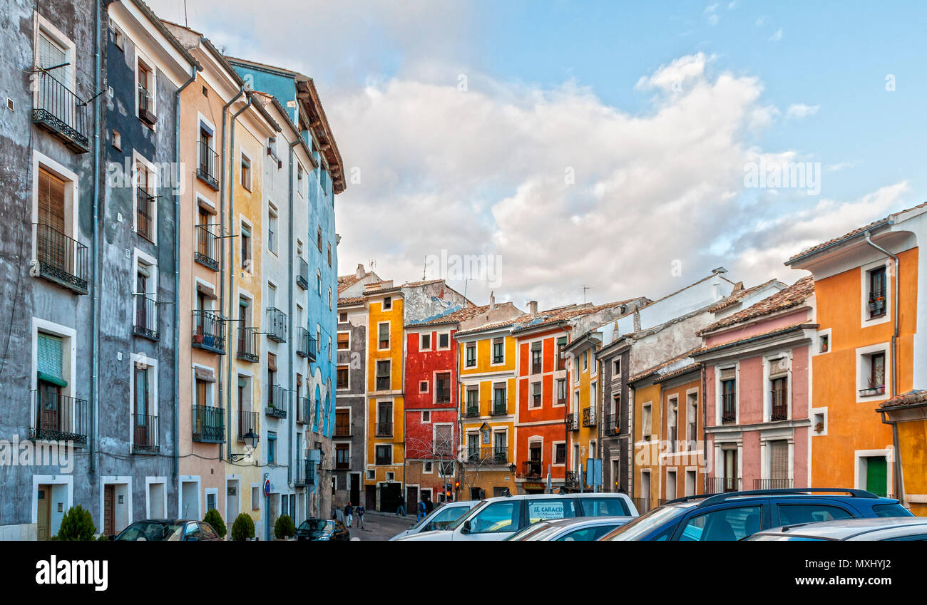 Calle Alfonso VIII. Ciudad De Cuenca; España. Foto Stock