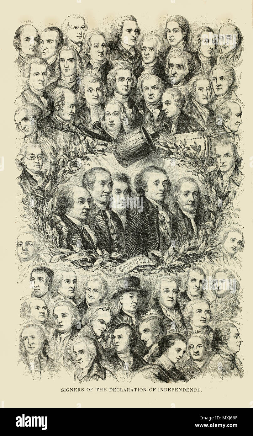 Firmatari della dichiarazione di indipendenza - Luglio 4, 1776 Foto Stock
