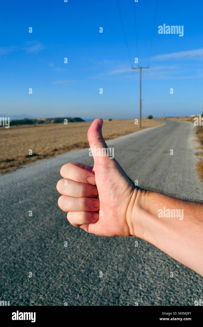 Maschio lato autostop Foto Stock