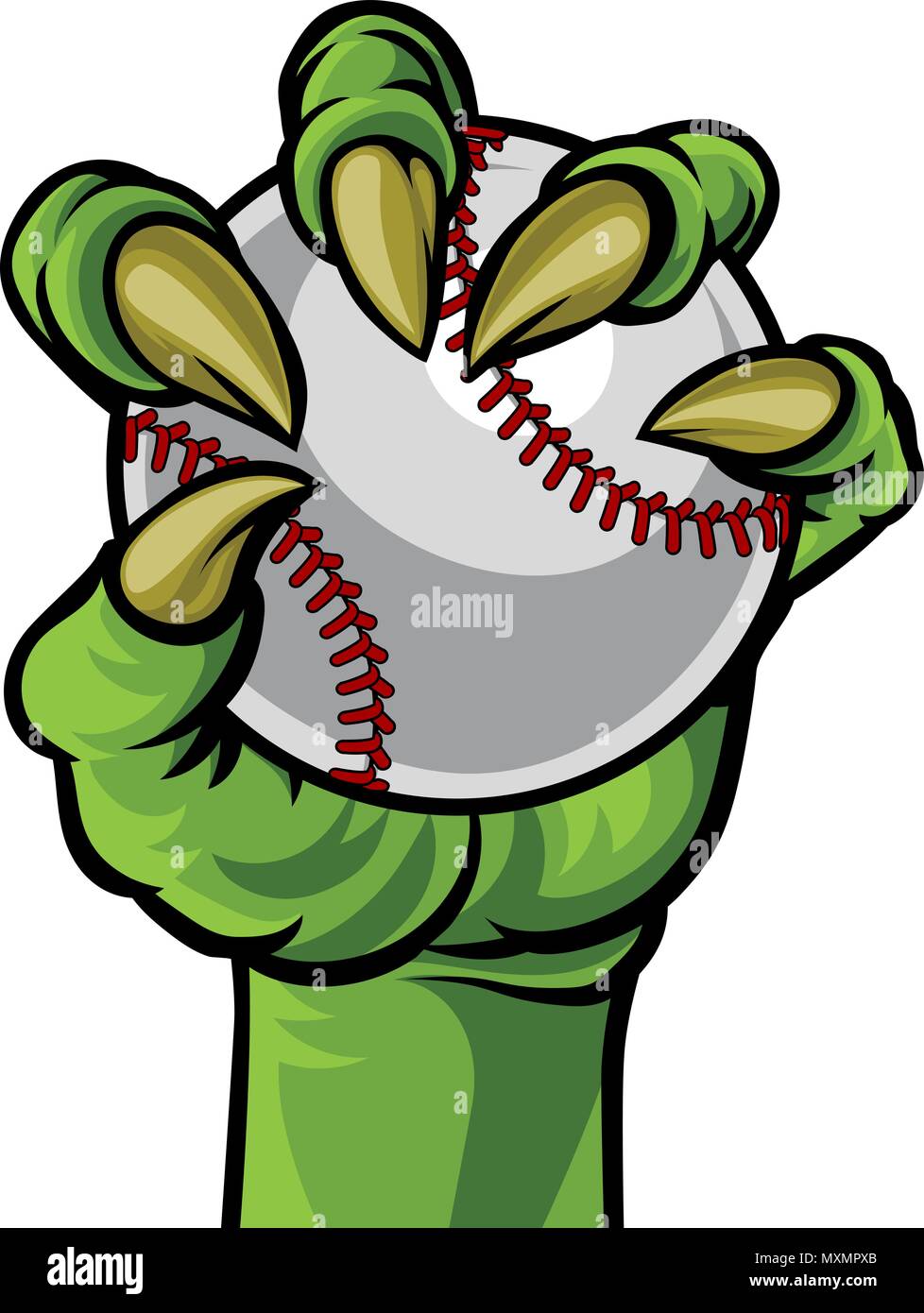 Artiglio Monster mano che tiene una palla da baseball Illustrazione Vettoriale