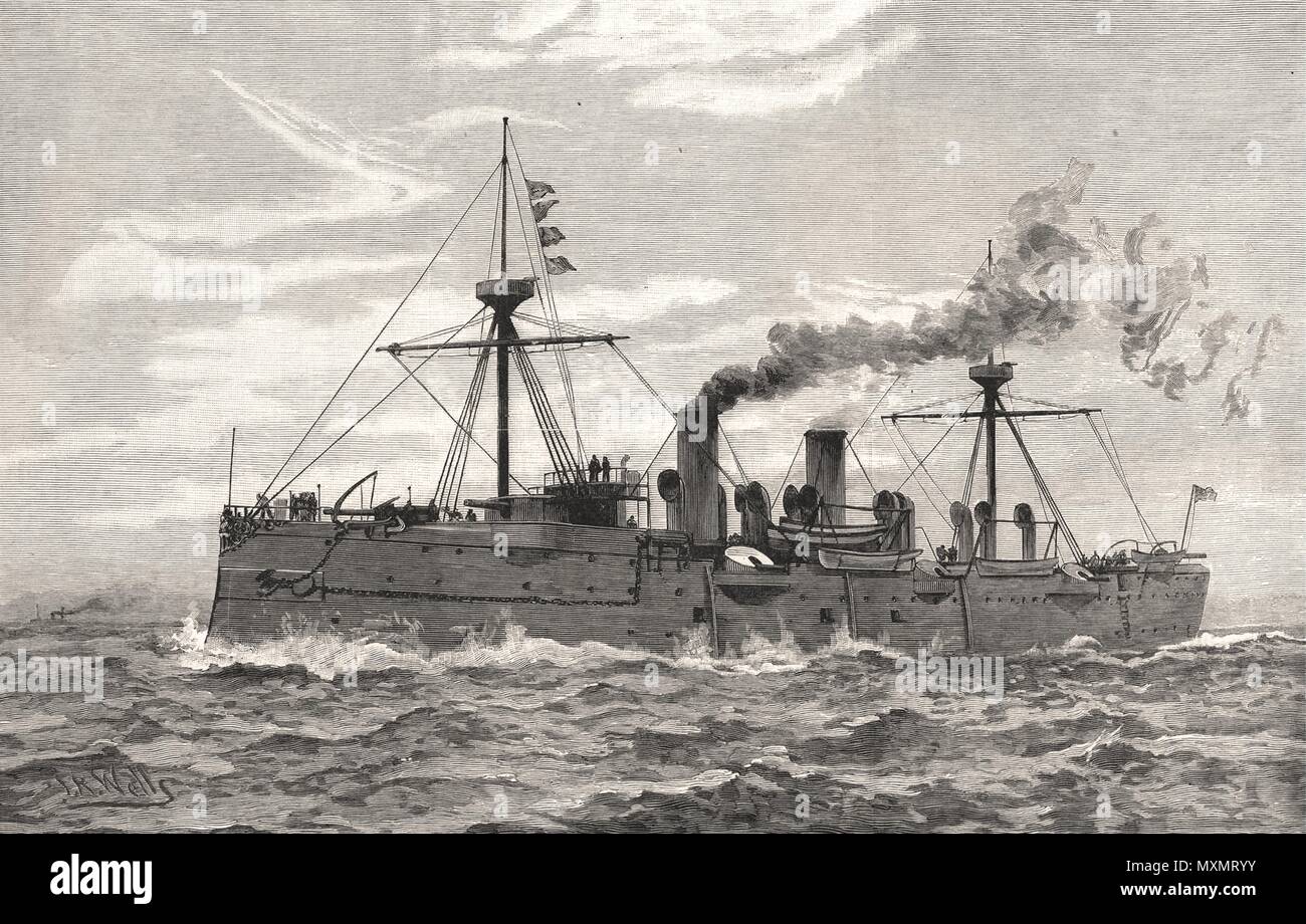 La Marina Americana acciaio protetto cruiser U. S. S. Baltimore. Maryland 1890. Il Illustrated London News Foto Stock