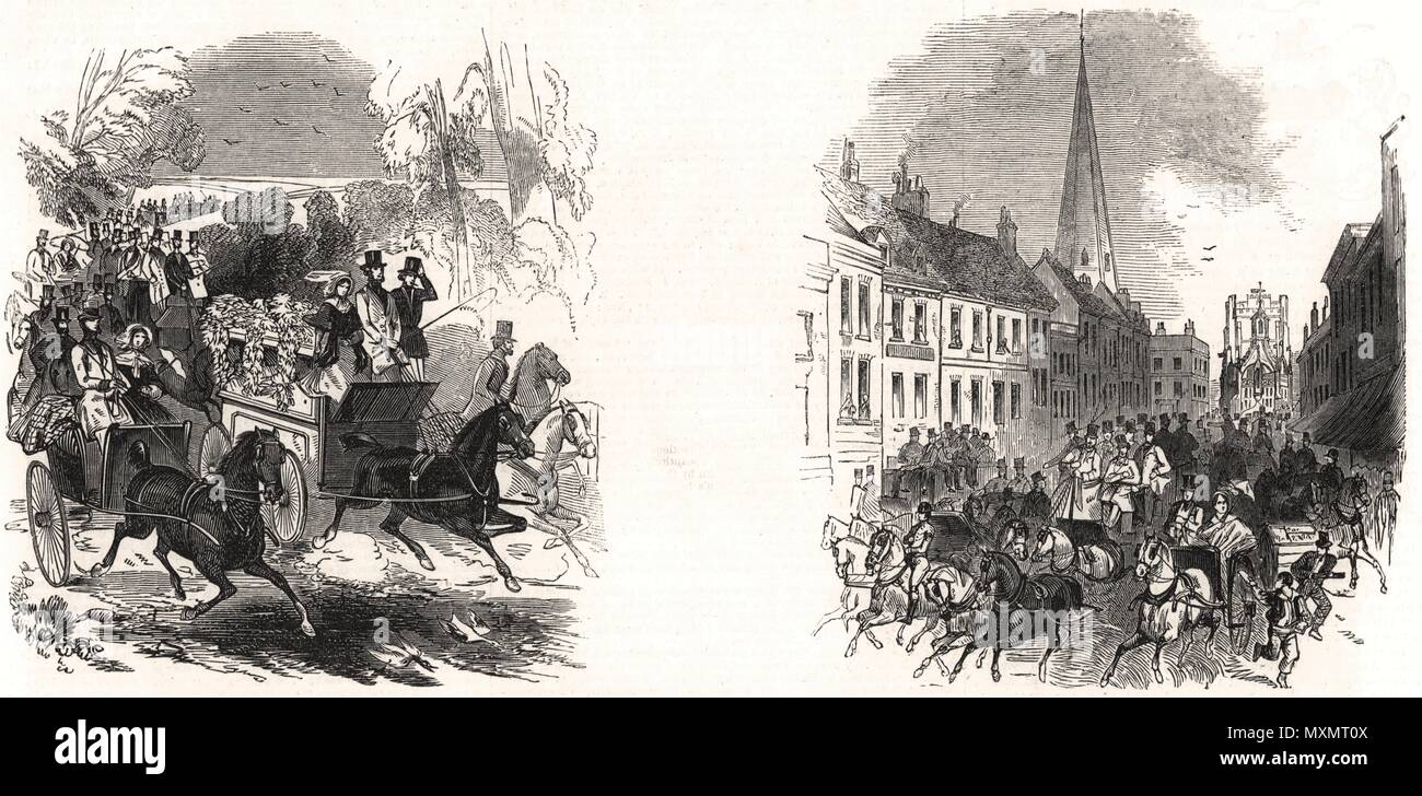 Goodwood Races andando per le gare. High Street, Chichester. Sussex 1846. Il Illustrated London News Foto Stock