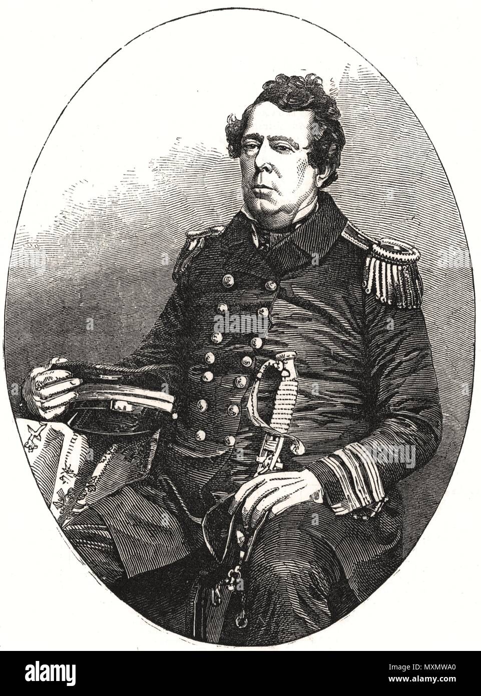 Commodore Matthew Perry, Comandante della US spedizione in Giappone 1853. Il Illustrated London News Foto Stock