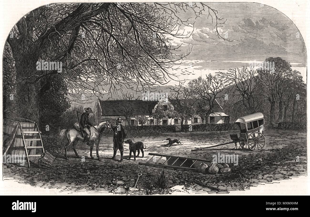 Fattoria olandese vicino a Worcester, Capo di Buona Speranza. Sud Africa 1868. Il Illustrated London News Foto Stock