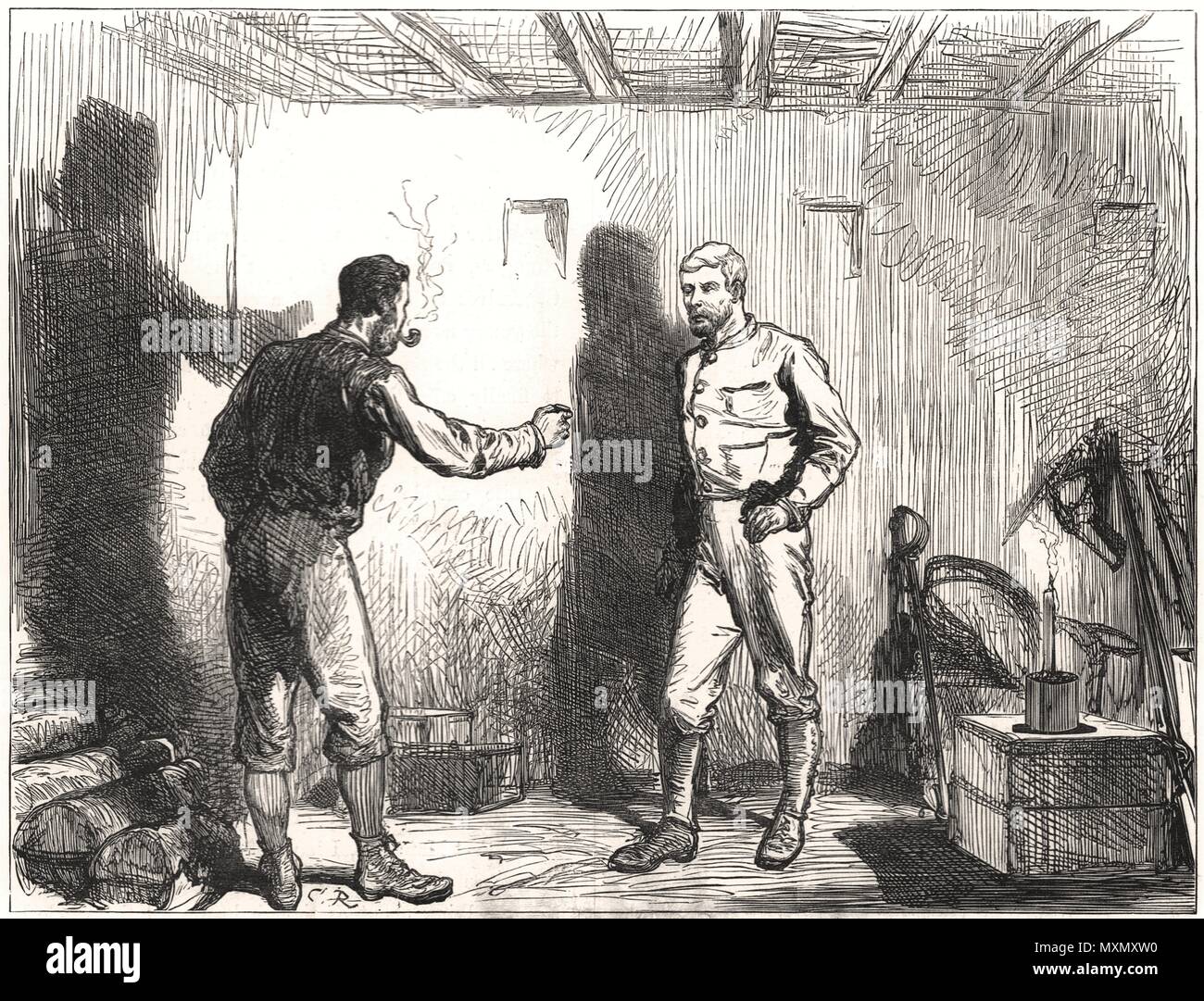 Coin toss - ' teste per il fiume & code per il Katanga & sud '. Congo 1878. Il Illustrated London News Foto Stock
