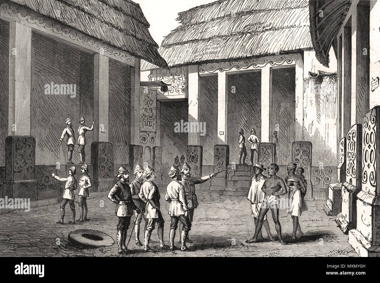 Ashanti guerra interna del Adansi chief's Palace a Fomannah. Il Ghana 1874. Il Illustrated London News Foto Stock