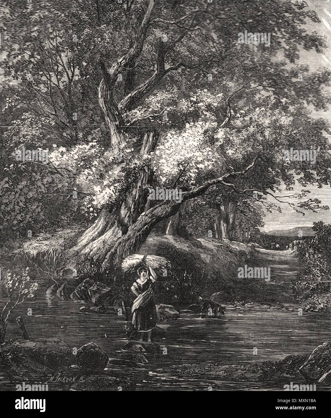 ' Oltre il torrente '. Belle arti 1857. Il Illustrated London News Foto Stock