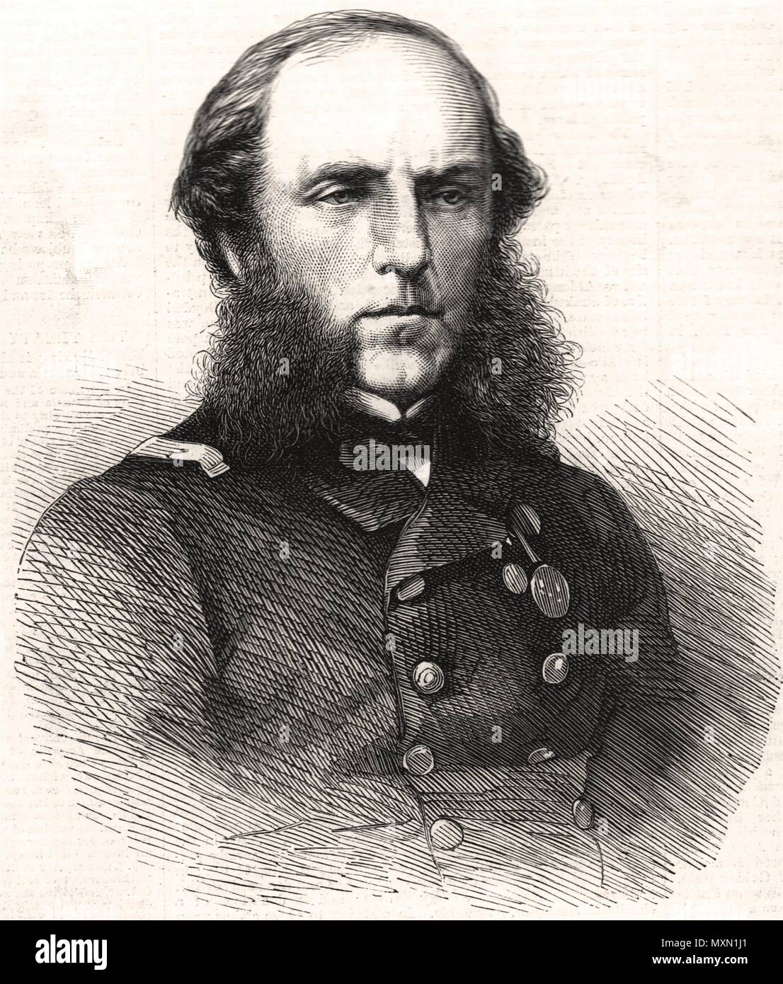 Vice Ammiraglio Tegetthoff, Austriaca Comandante di flotta, Battaglia di Vis. Croazia 1866. Il Illustrated London News Foto Stock