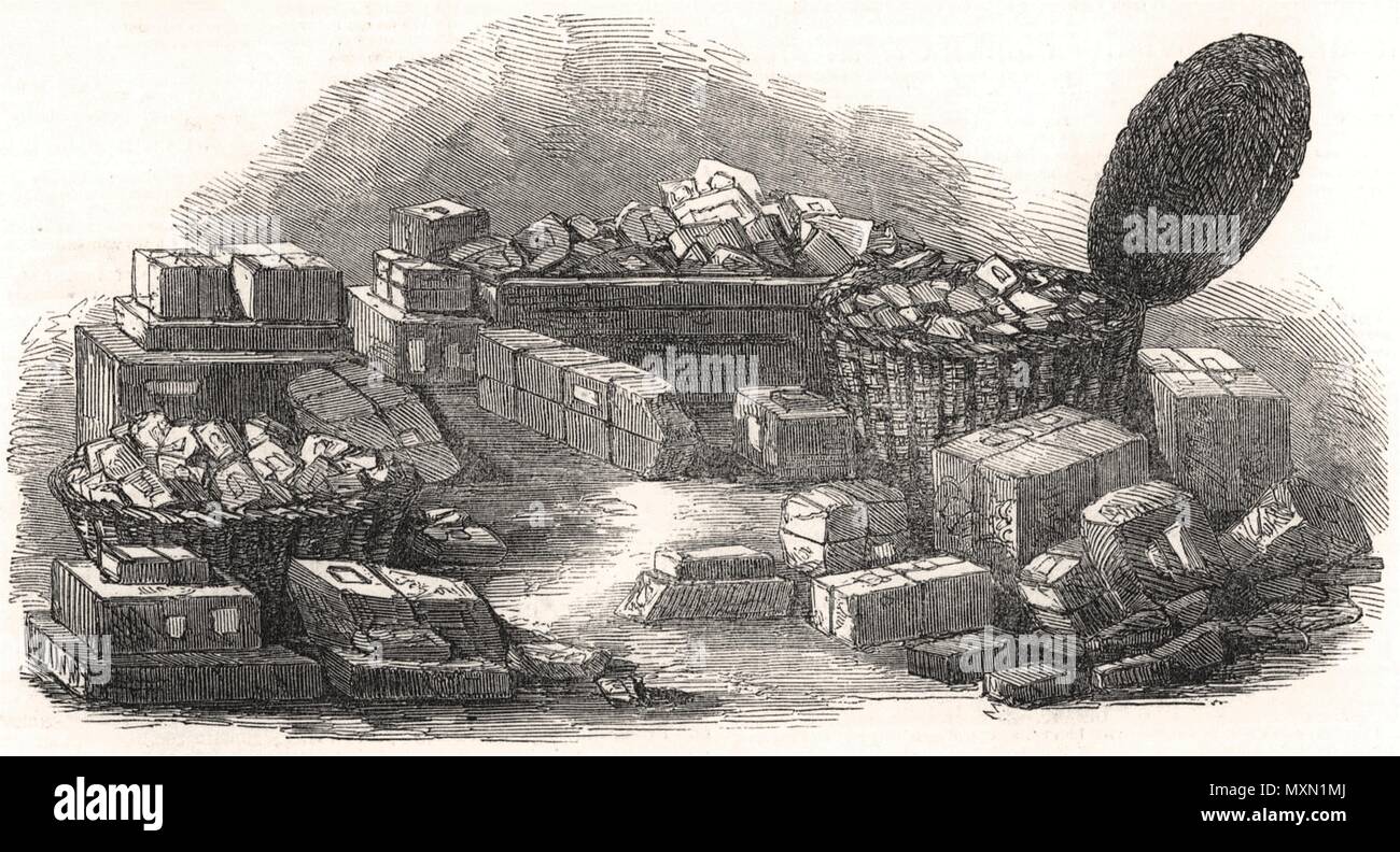 Straordinario accumulo di francobolli. Mail 1850. Il Illustrated London News Foto Stock