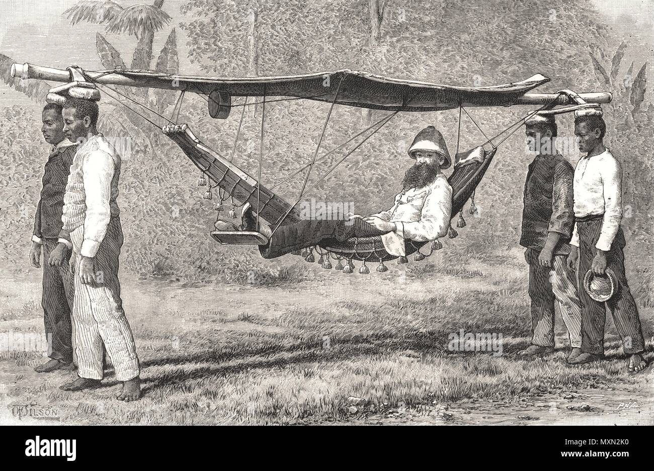 Il modo di spostamento in Sierra Leone 1888. Il Illustrated London News Foto Stock