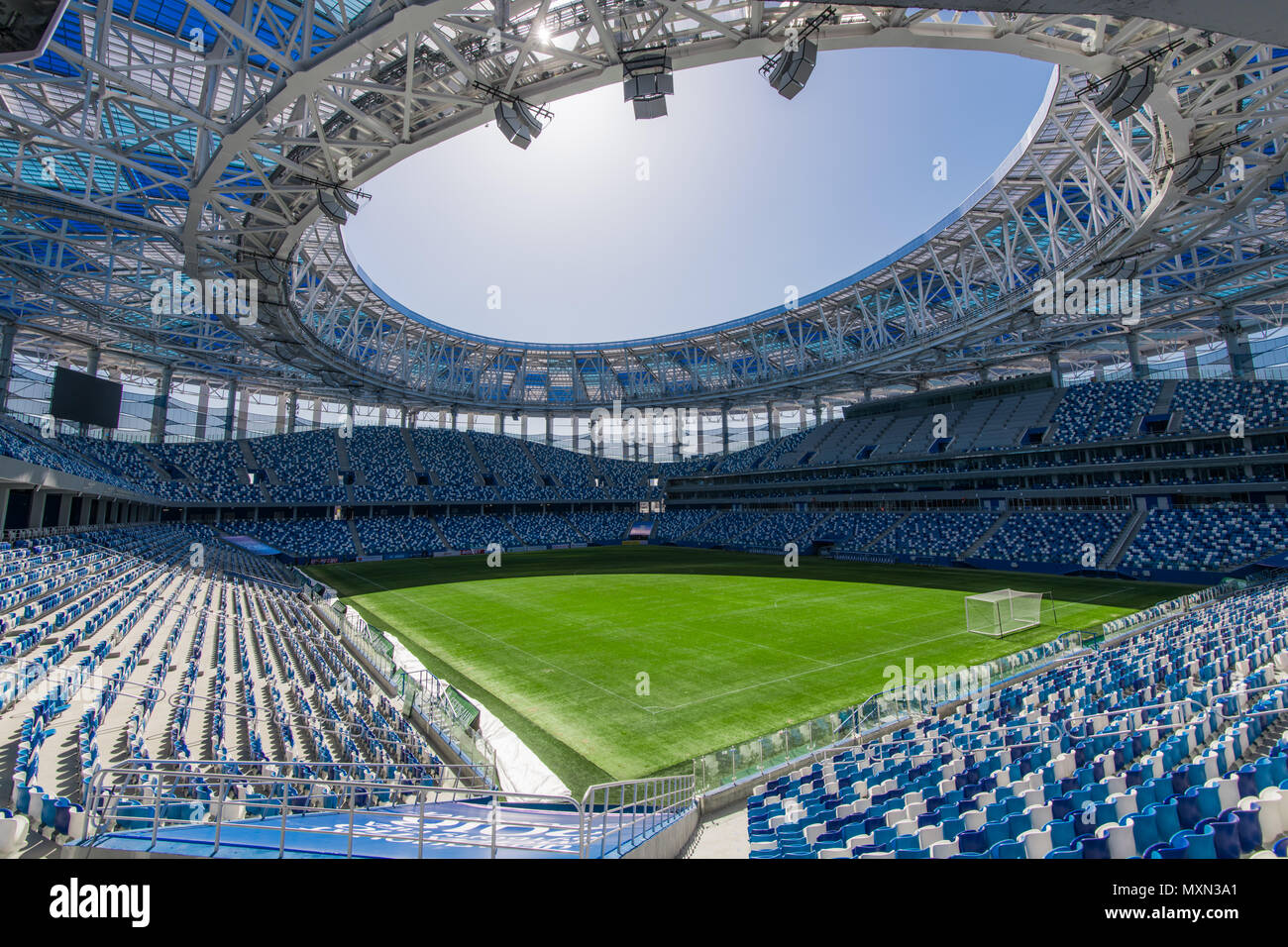 Russia, Nizhny Novgorod - 16 Aprile 2018: Vista di Nizhny Novgorod Stadium,  edificio di recente costruzione per il 2018 della Coppa del Mondo FIFA in  Russia Foto stock - Alamy