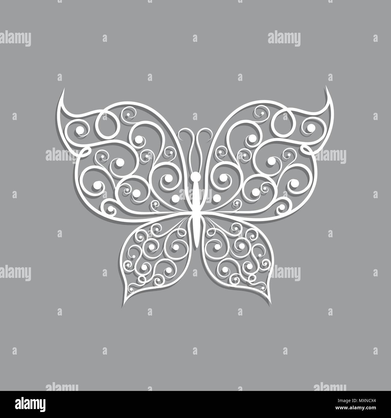 Bella carta con farfalla swirl pattern. Illustrazione Vettoriale