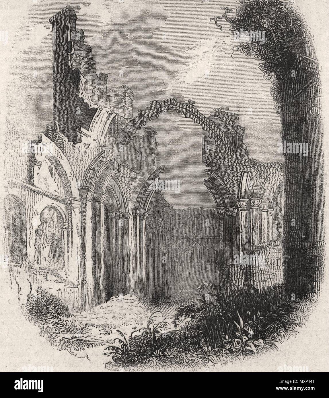 Resti dell'Abbazia, Lindisfarne, Isola Santa. Northumberland c1870. Sconosciuto Foto Stock