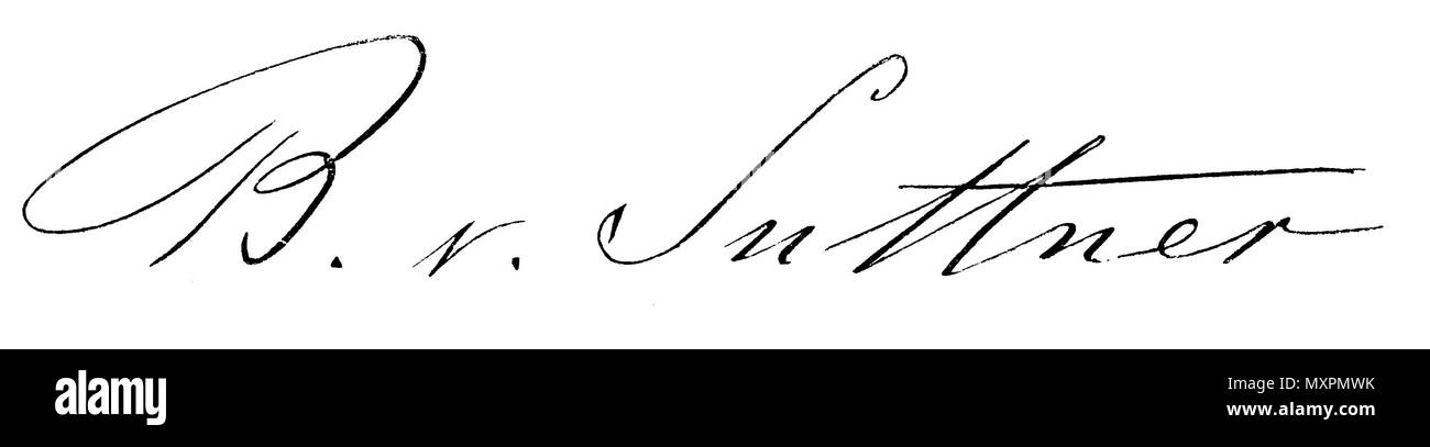 Bertha von Suttner: autografo, Foto Stock