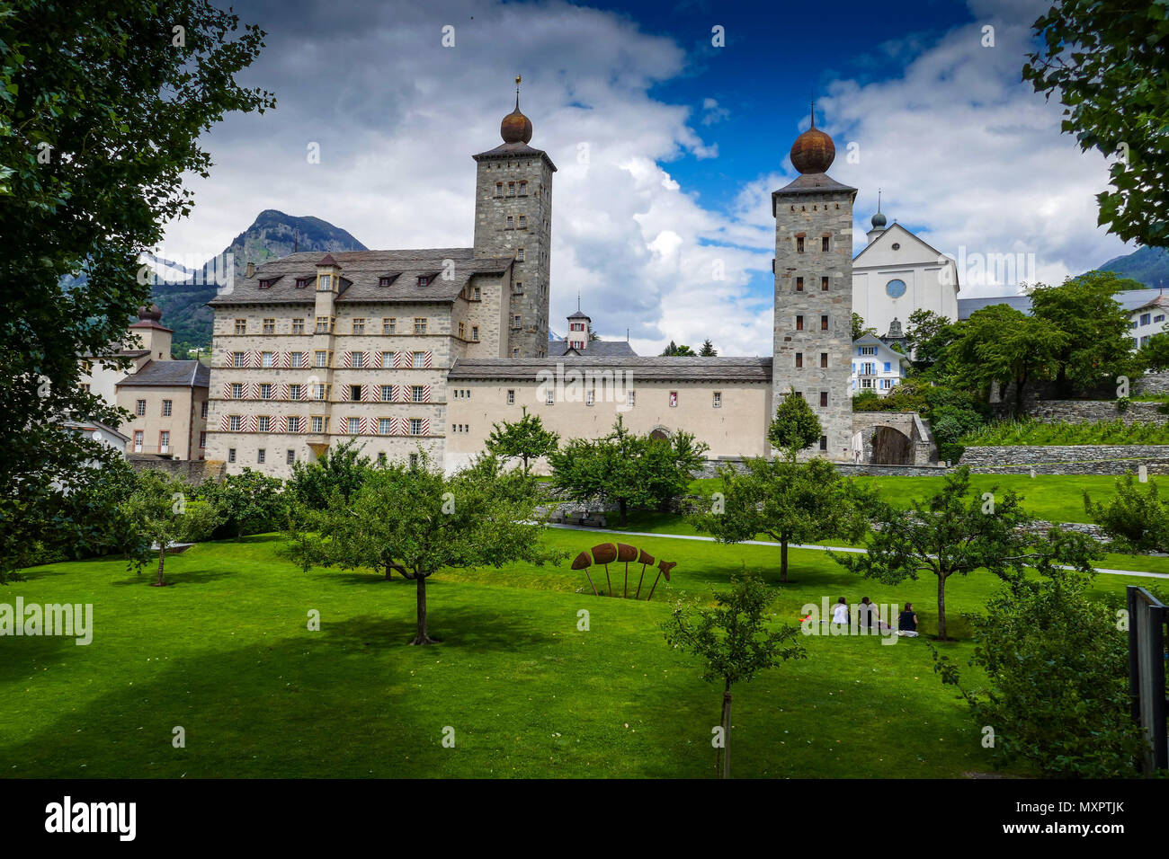 Il castello Stockalper / Stockalperpalast, castello di Briga / Brig-Glis nelle alpi svizzere, Valais / Wallis, Svizzera Foto Stock