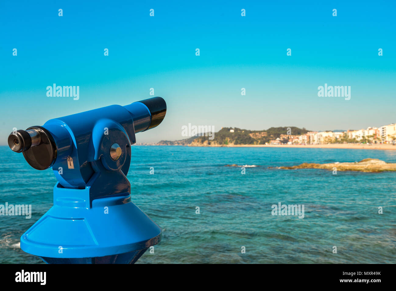 A gettone binocolo, vista di Lloret de Mar, Spagna Foto Stock