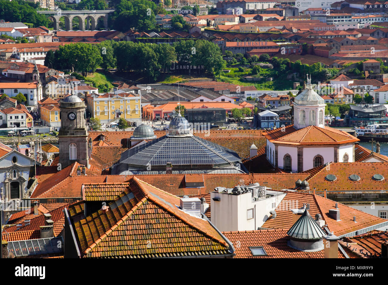 Vista in elevazione del Porto città vecchia, Portogallo. Foto Stock